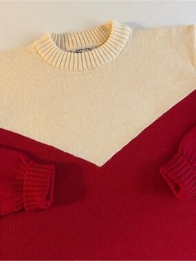 Vintage Dehen 1920 100% Wool Sweater Women L School Preppy Cheer Chevron Top
